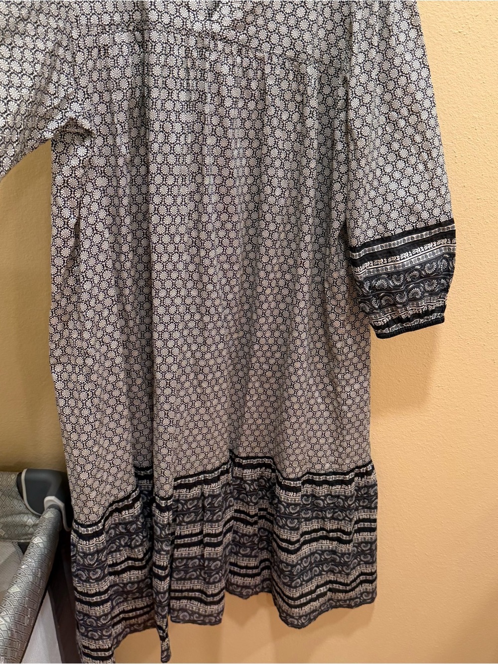 Anthropologie Anna SUI Black & White Patterned Maxi Dress Boho Cotton Large - Picture 7 of 12